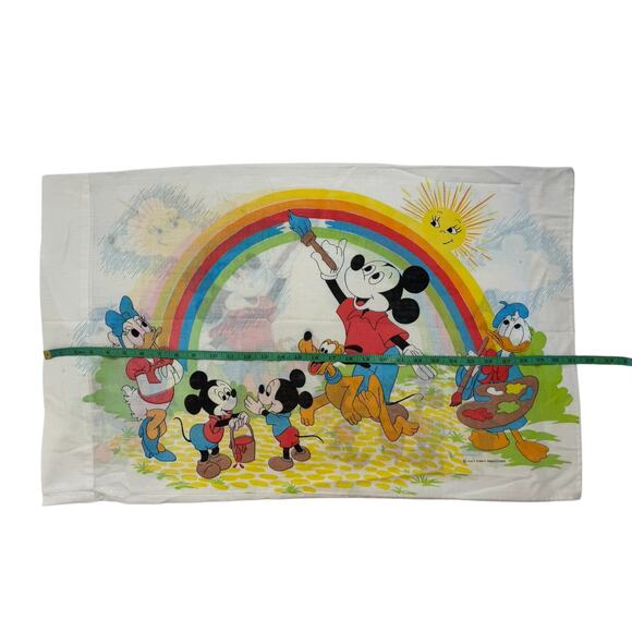 Vintage DISNEY Rainbow Pillowcase Mickey Donald Daisy Standard Size Made in USA - Picture 4 of 7